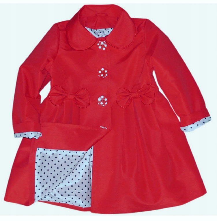 Płaszczyk dziewczęcy wiosna/jesień 2kokardy red 86 Rozmiar 86