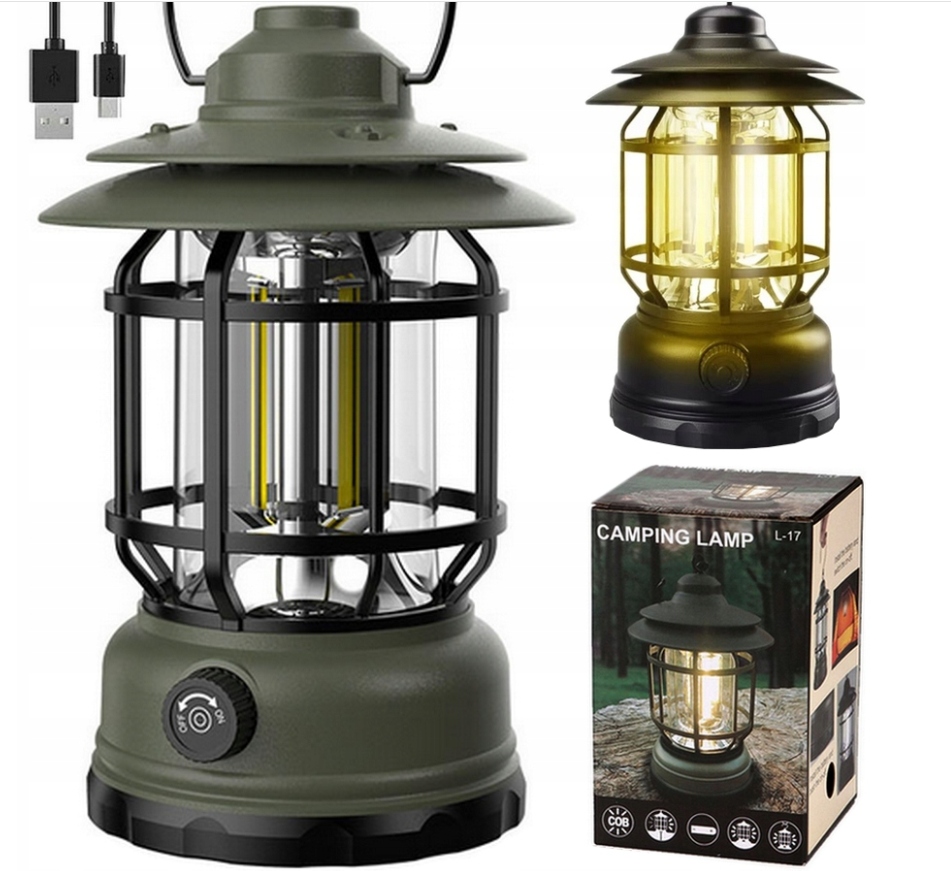 LAMPA KEMPINGOWA BIWAKOWA AKUMULATOROWA LED COB USB LATARNIA TURYSTYCZNA