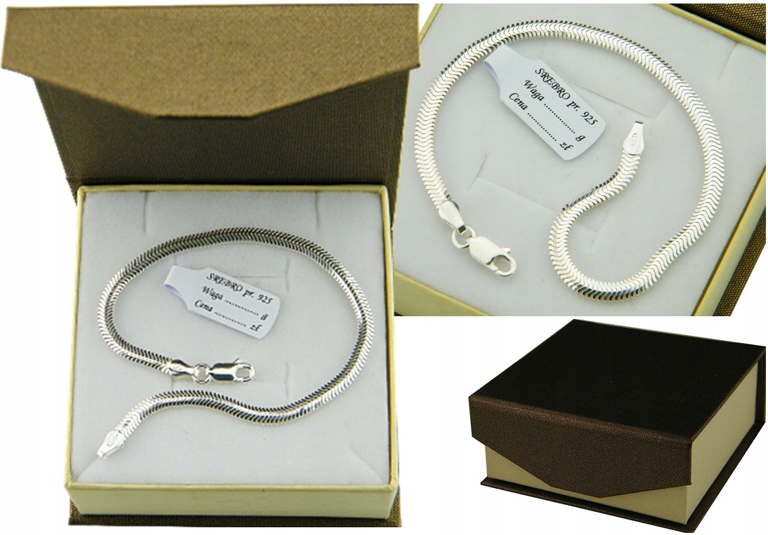 

Bransoletka Wąż Płaski Diamentowany Srebro