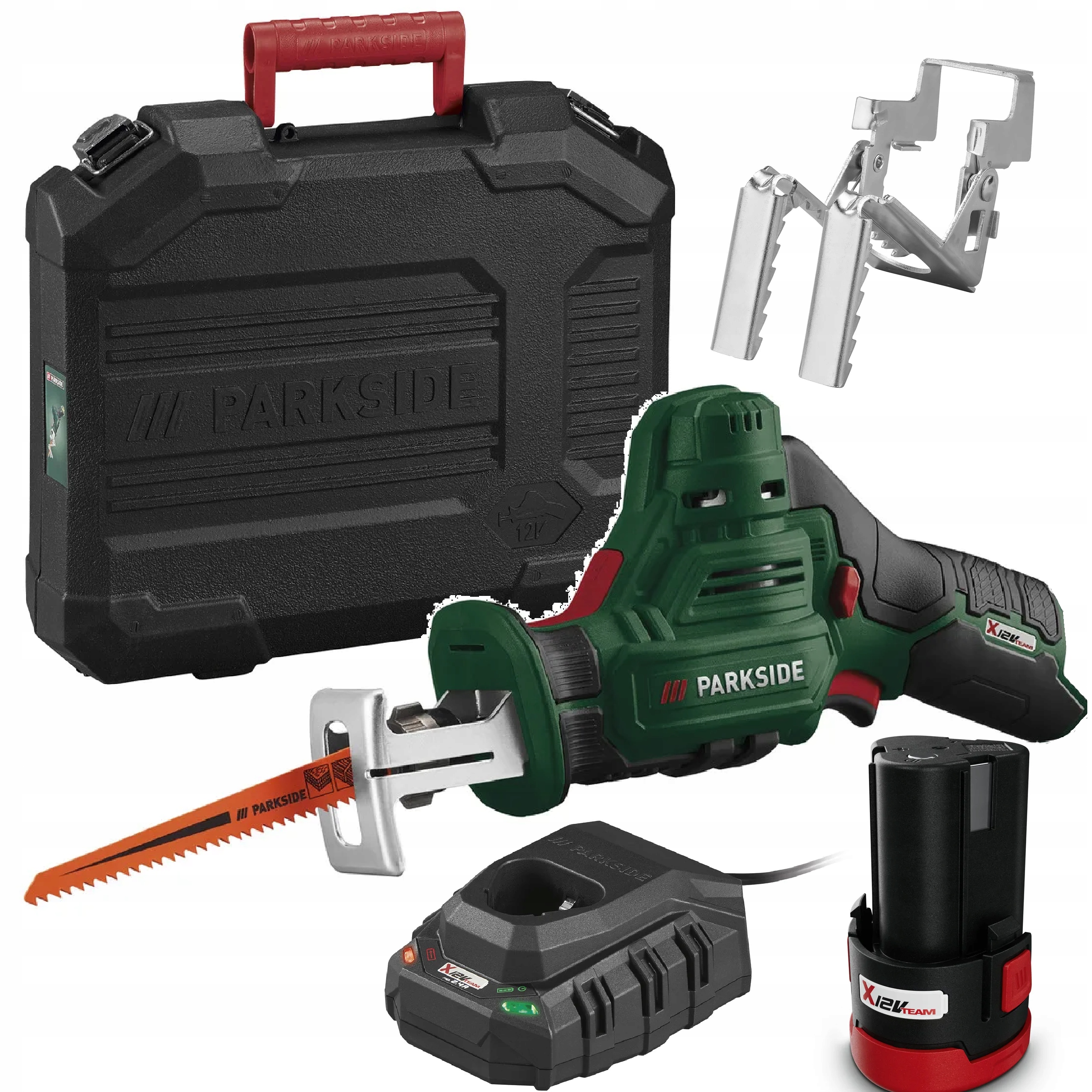 Píla na konáre Paas Parkside akumulátor 2Ah 12V chvostová píla Kufor
