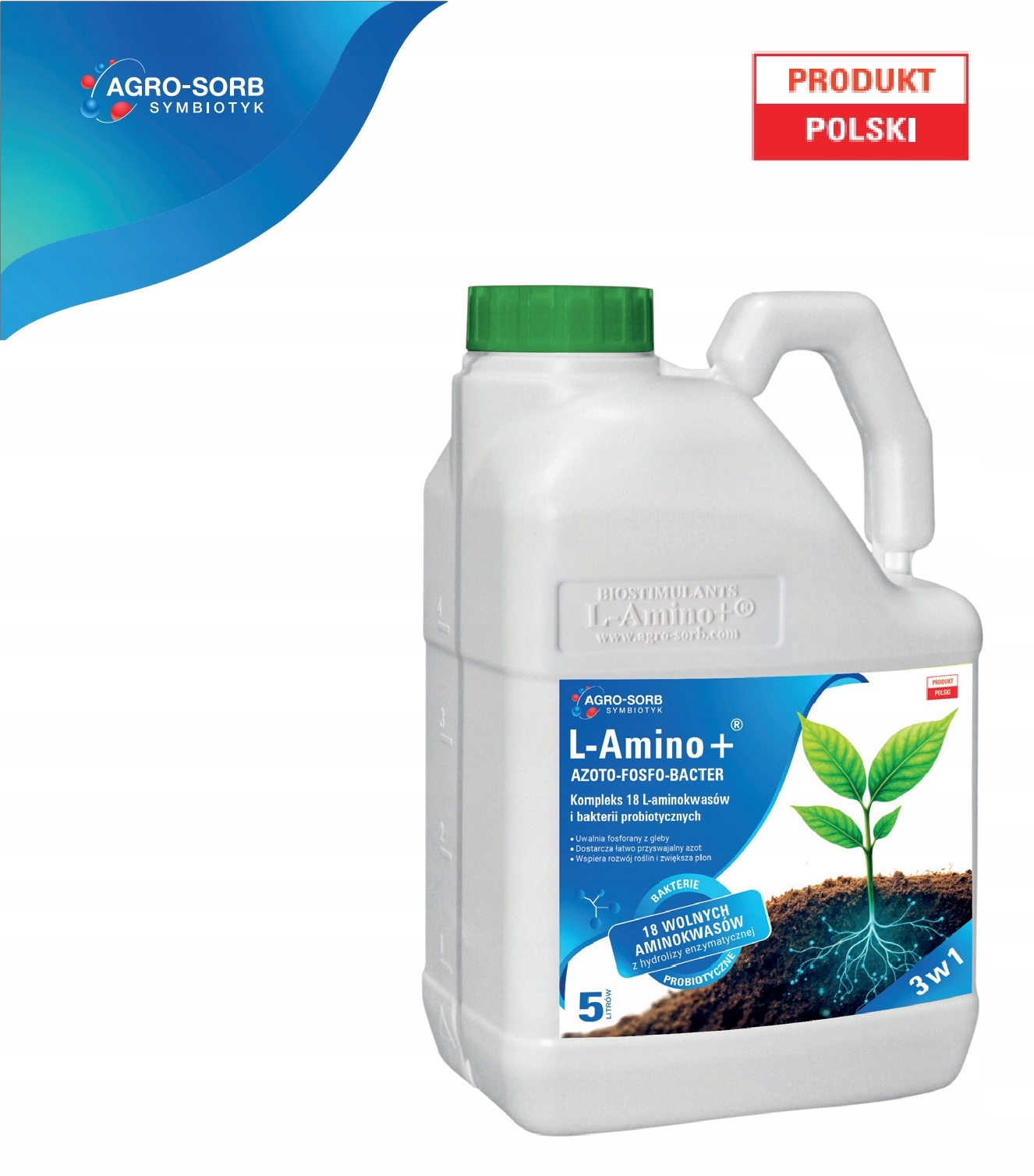 Agro-sorb L-Amino+ Azoto-fosfo-bacter 5L Pôdne A Listové Hnojivo