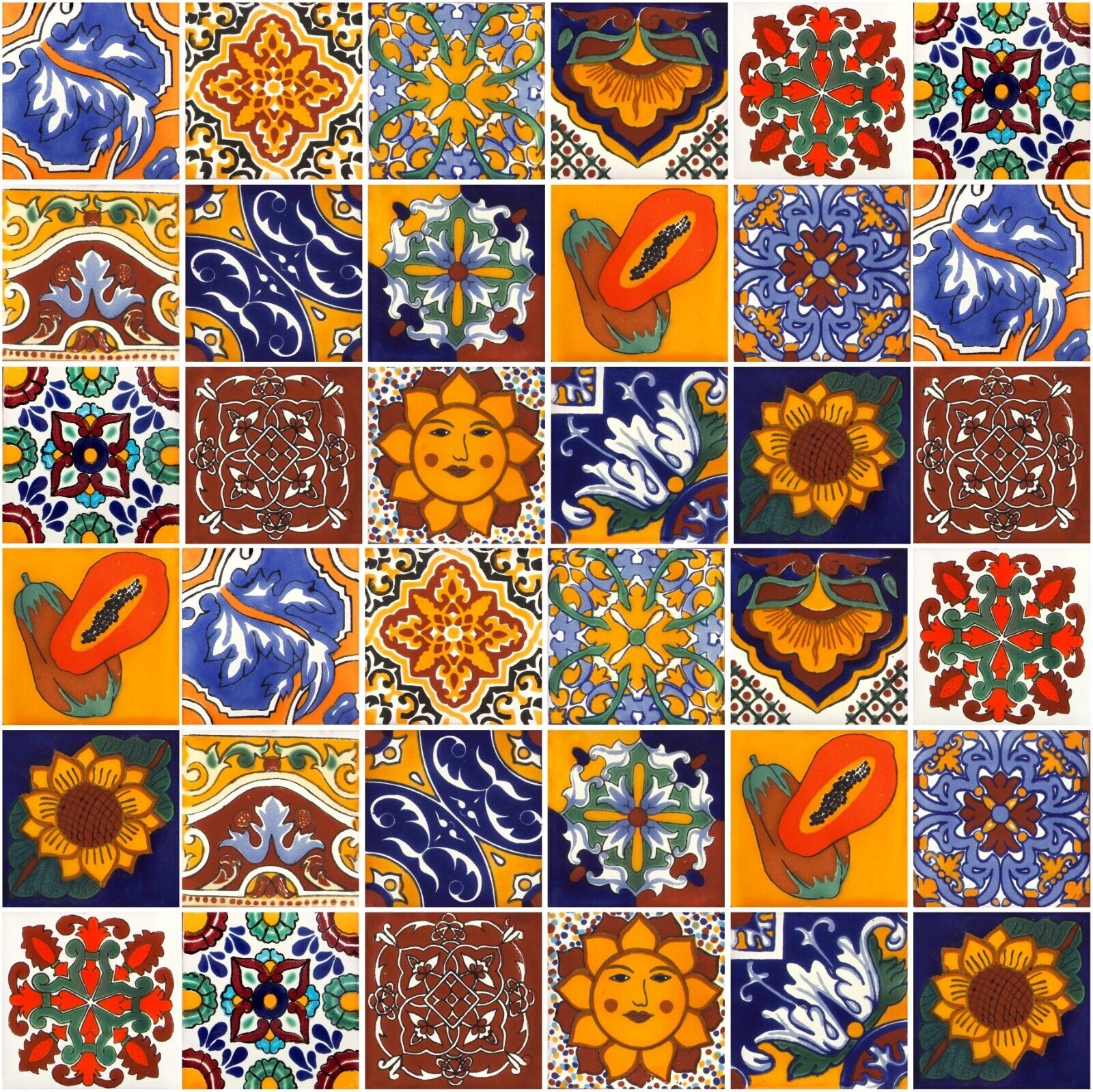 Farebné mexické keramické obklady Kuchynské nástenné 30 ks - Conrado