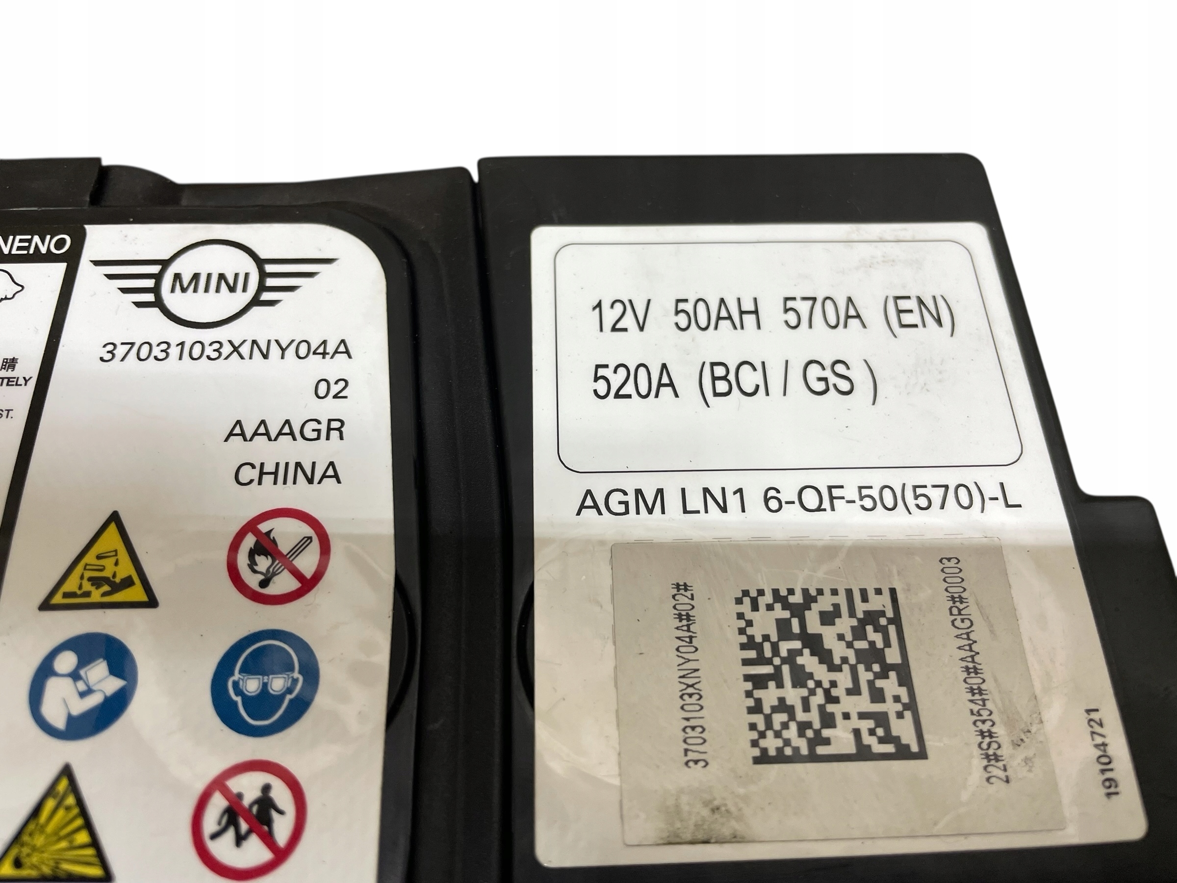 Batteria AGM START-STOP 12V 50AH 570A MINI 2023R Originale
