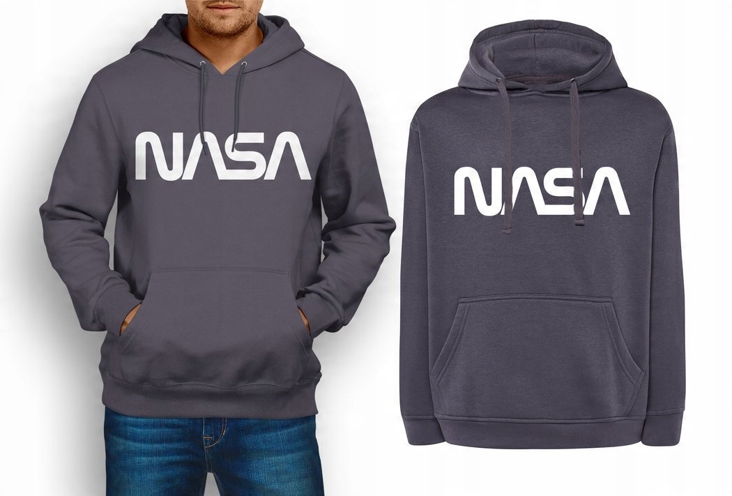 

Modna bluza Nasa męska, kangurka, denim XL
