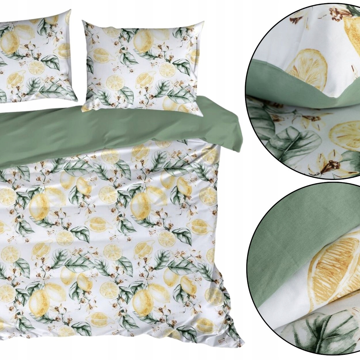 Pościel cytryny 160x200 cm bawełniana wzór do łóżka miękka ciepła ozdobna