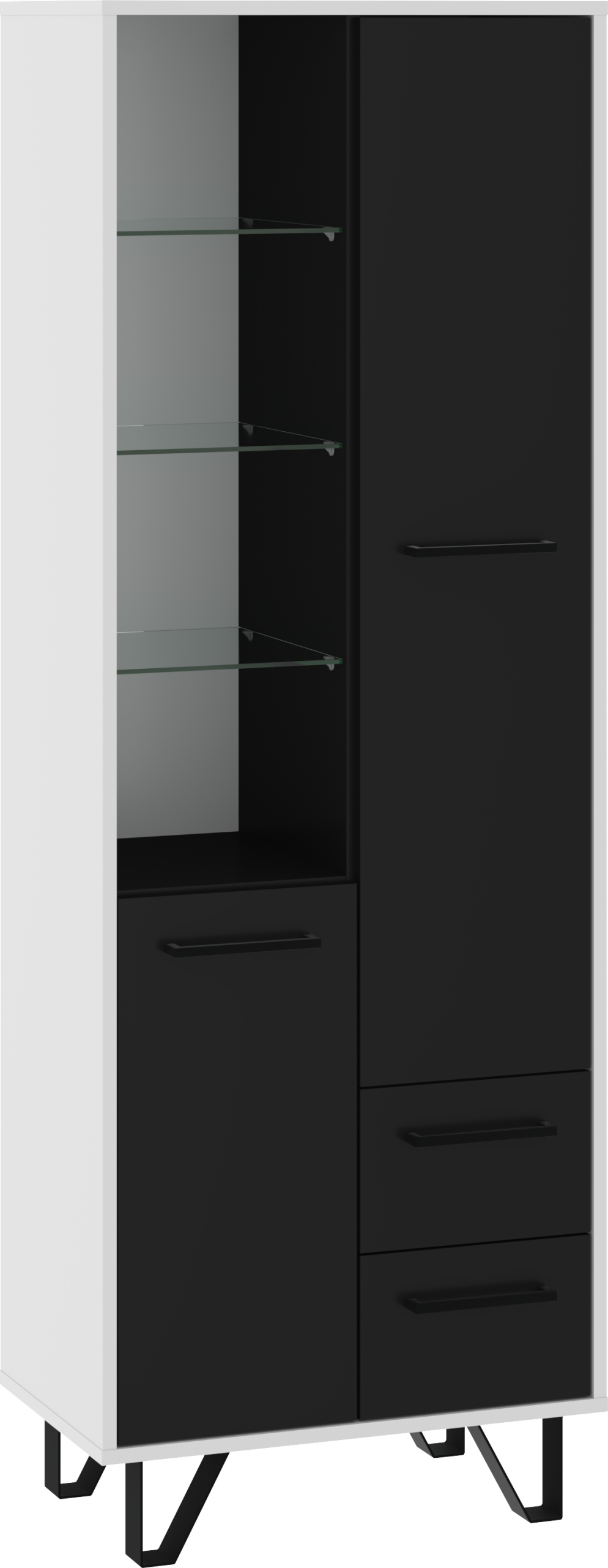 Regál Boss 2D2S BOS-10 bílý černý lesk 60 cm