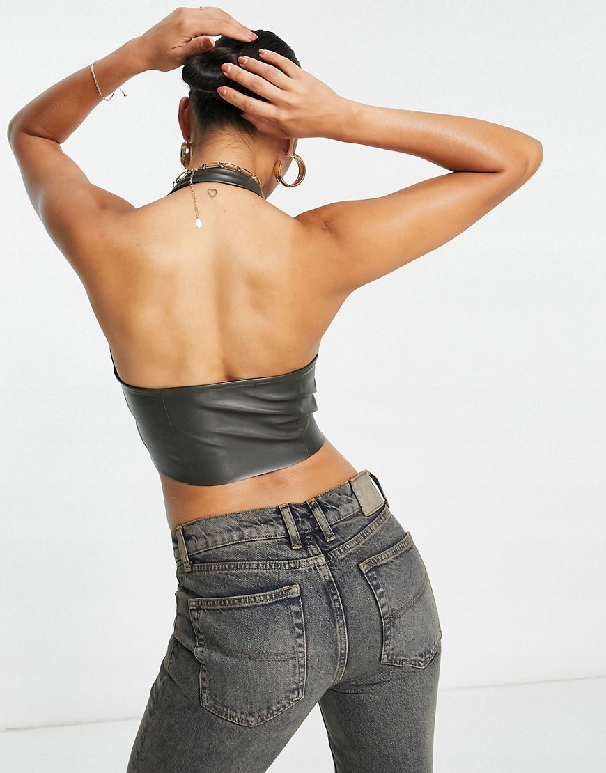 DESIGNex gorset z poliuretanu halter khaki L Rozmiar L