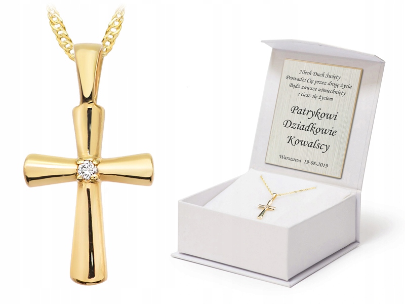 Zlatý Křížek Řetízek 585 Křest Svaté Přijímání 50 cm