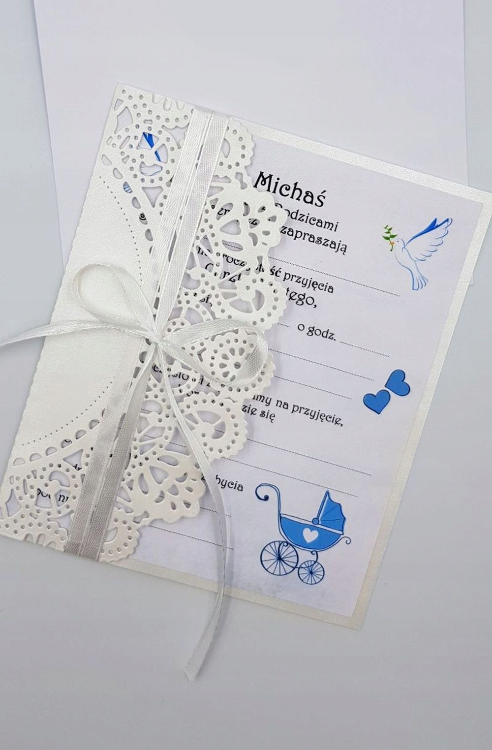 ZAPROSZENIA CHRZEST CHŁOPCA DZIEWCZYNKI BIEL BIAŁE Marka bez marki