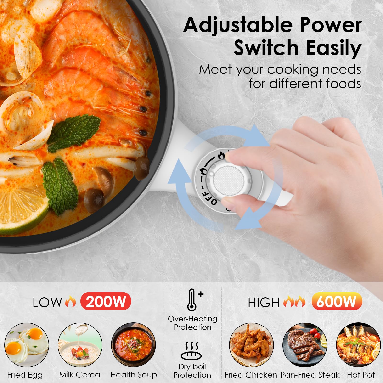 AUDECOOK 1,7L Elektryczny Garnek Przenośny Multicooker — miniatura 3
