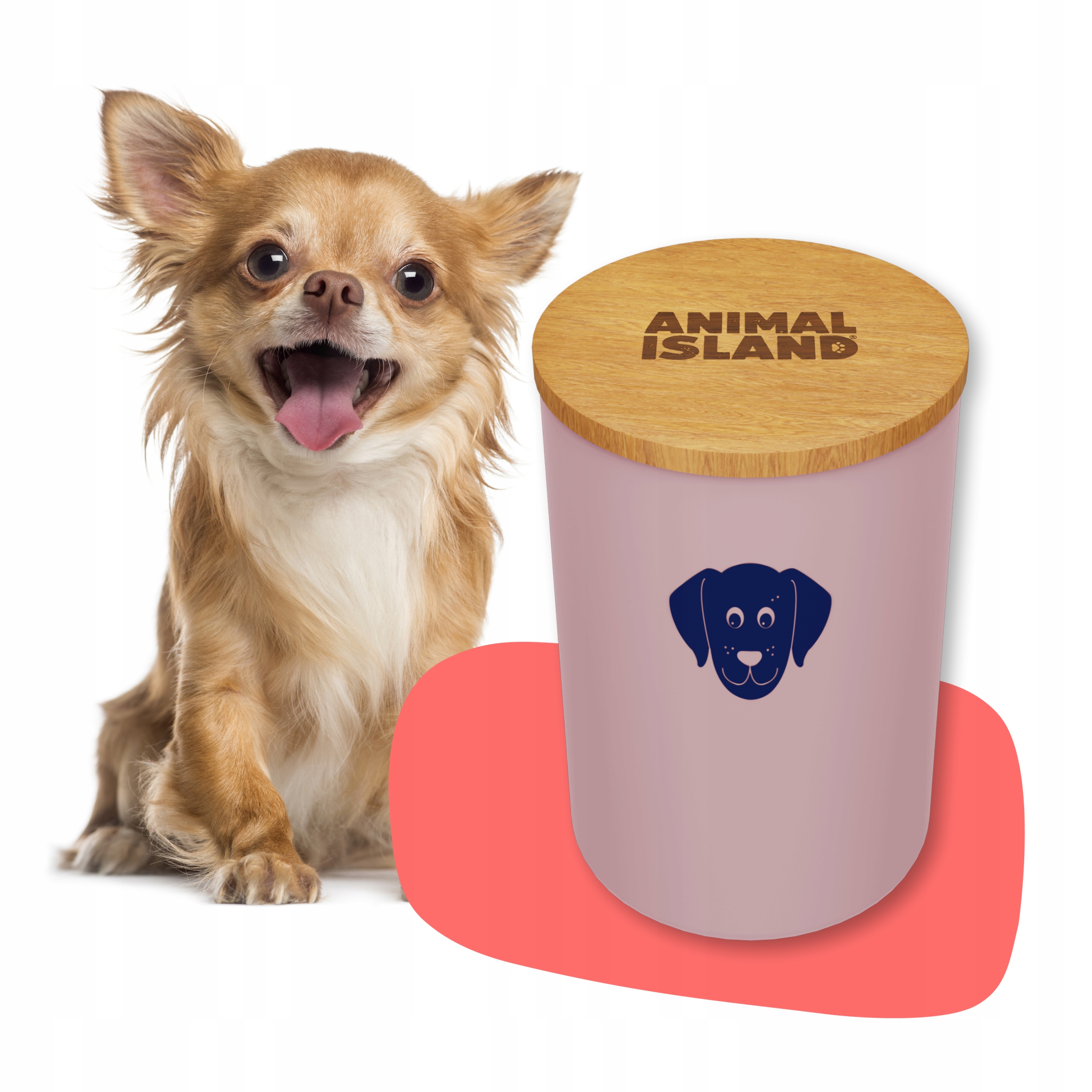 

Pojemnik na karmę dla psa szklany różowy 0,95L