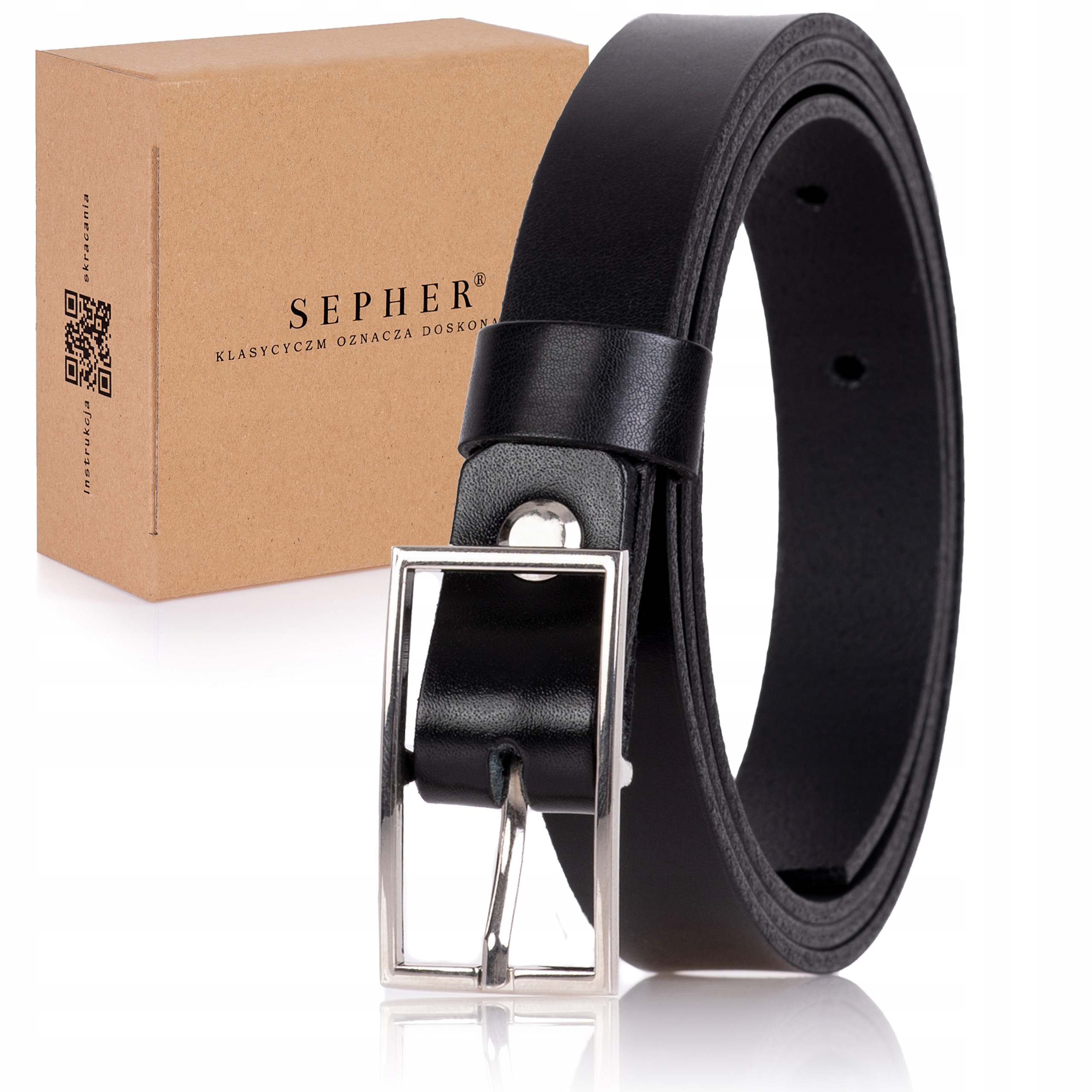 

Pasek damski skórzany Czarny 2cm spodni sukienki