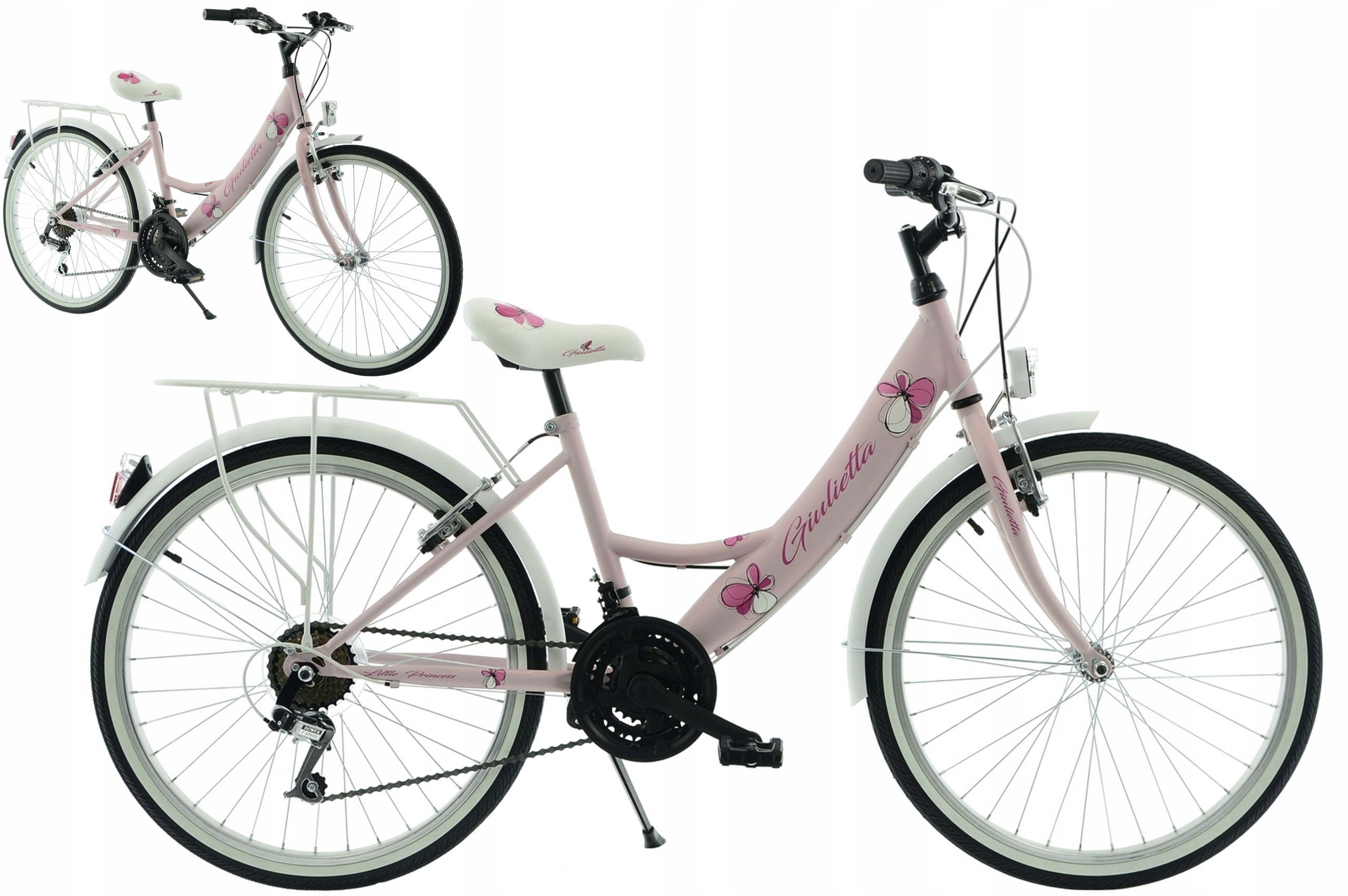 Rower dziecięcy 24" Kands Giulietta rama 14' różowy biały R26