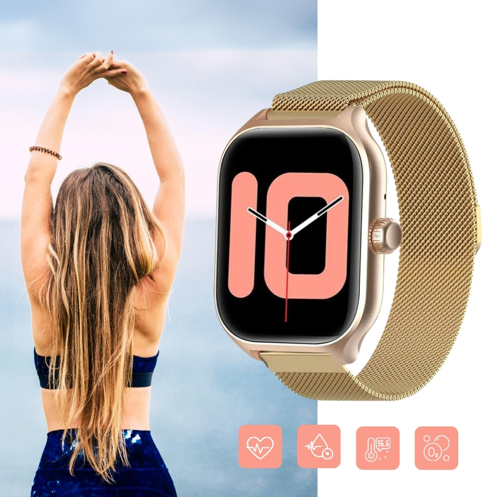 Smartwatch zegarek DAMSKI metal Polskie Menu Rozmowy 2 paski bransoleta PL Kompatybilność systemowa Android iOS