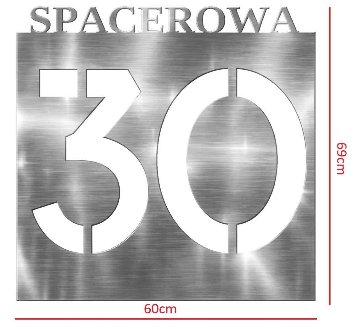 Adresová tabuľa číslica nerezová oceľ 60x69 cm číslo domu ulica Cnc laser