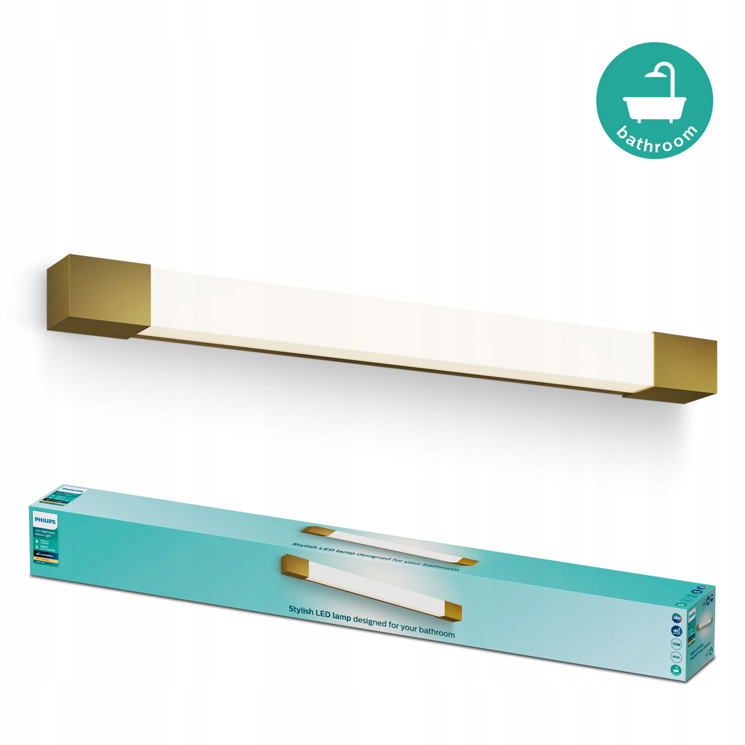 Lampa nad Zrcadlo Led 10W 1500lm 2700K 62cm IP44 Měděná Rover Philips