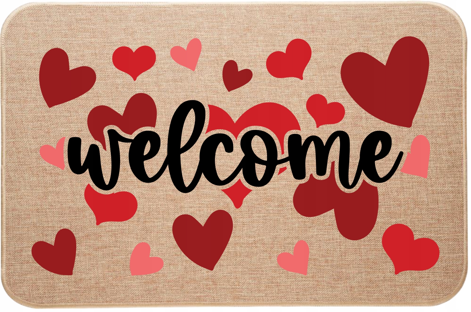 Lněná rohožka ozdobná Dárek Welcome Ahoj Srdce