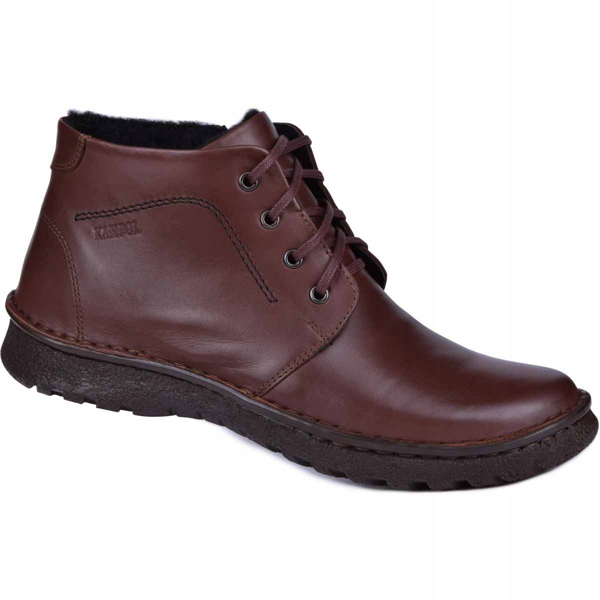 

Buty zimowe męskie ocieplane skórzane brąz 47