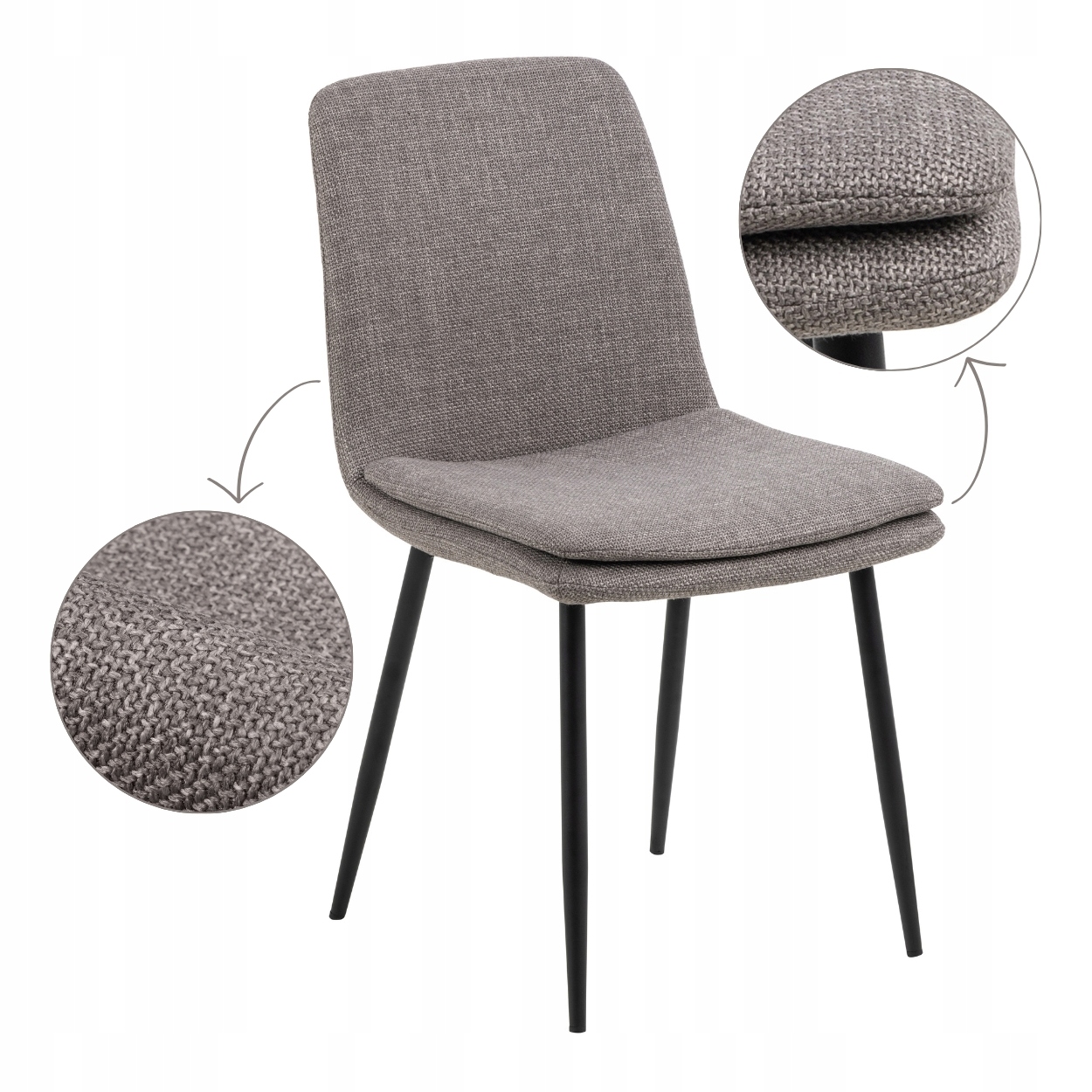 Pohodlná Jedálenská Stolička Šedá s čalúneným operadlom do obývačky a kuchyne