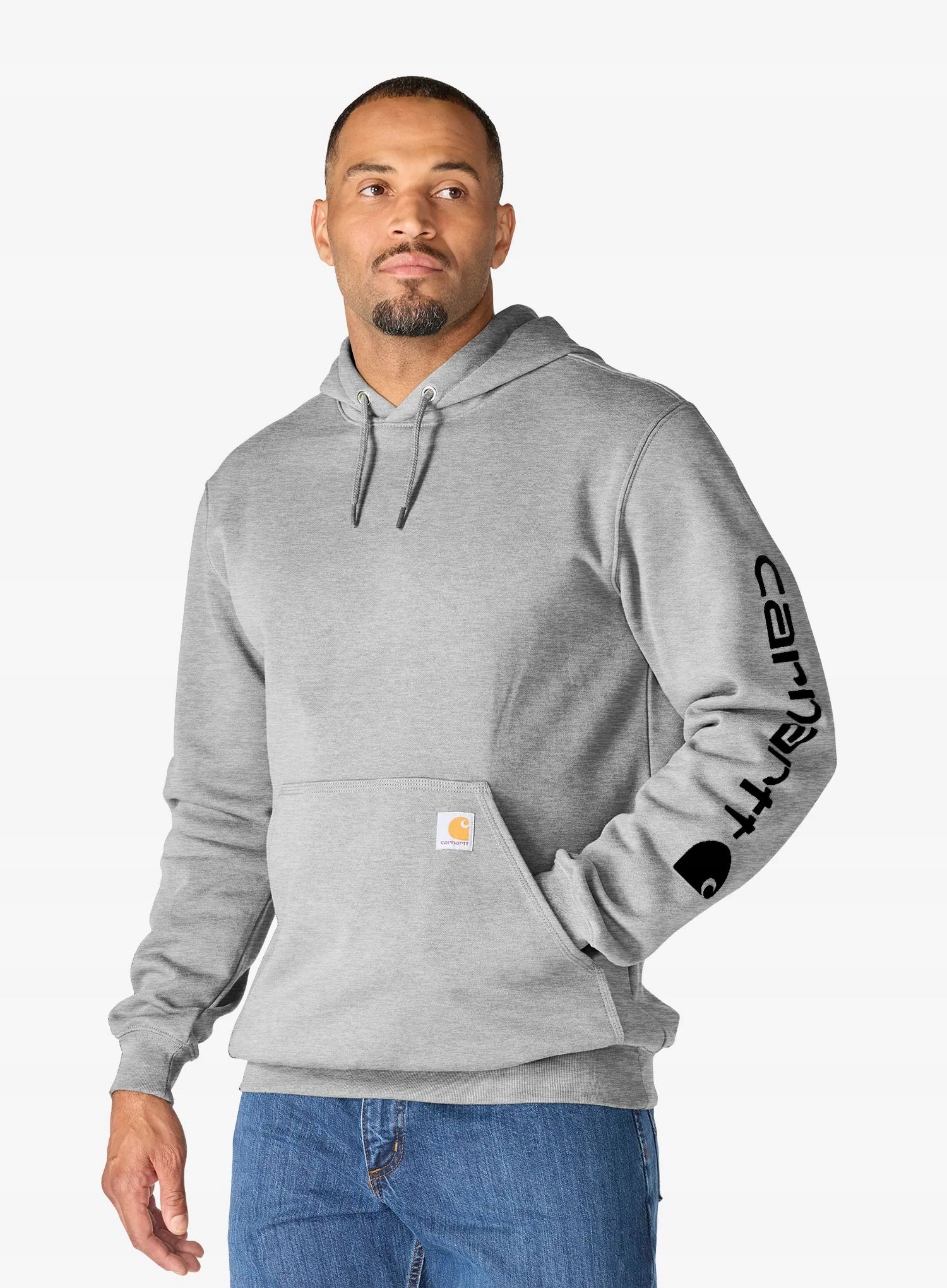 Mikina s kapucí Carhartt Iconic K288 Logo Sweatshirt heather šedá/blk M