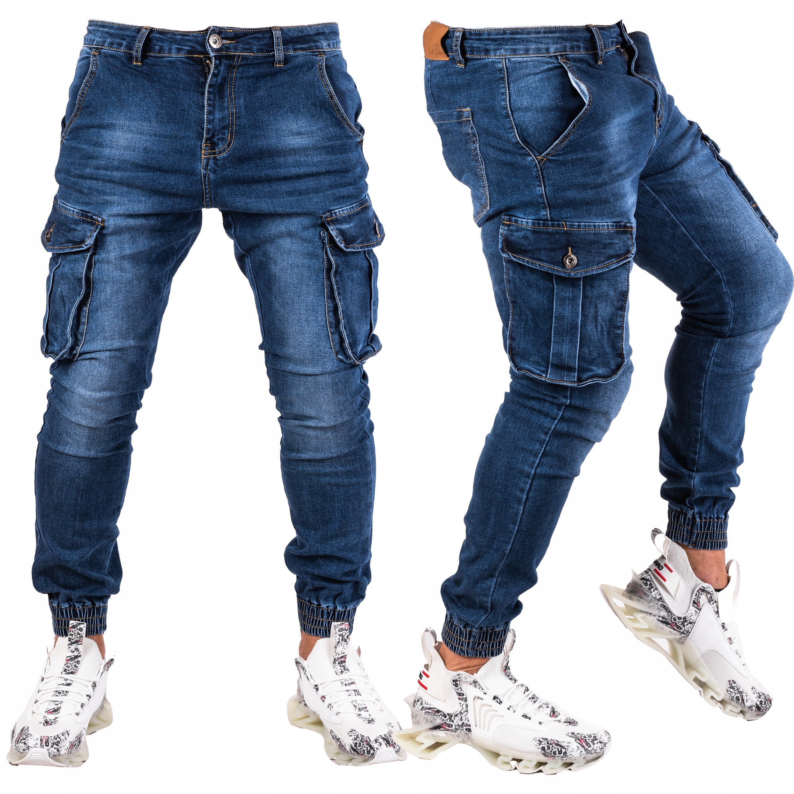 vel. 29 Pánské kalhoty Joggery kapsáče Tmavě Modré Poxee