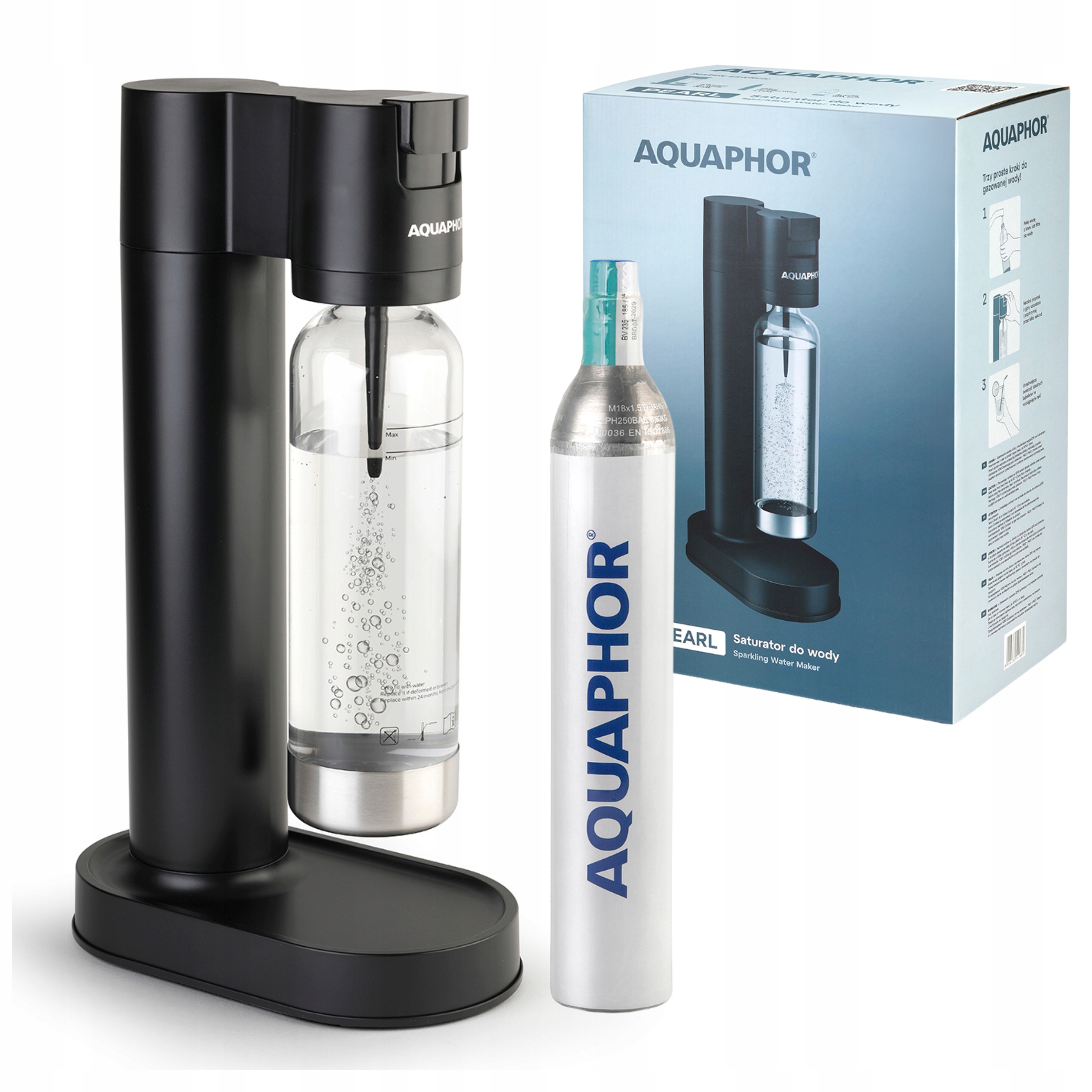 Aquaphor Pearl Čierny saturátor fľaša CO2 Bombička 1l