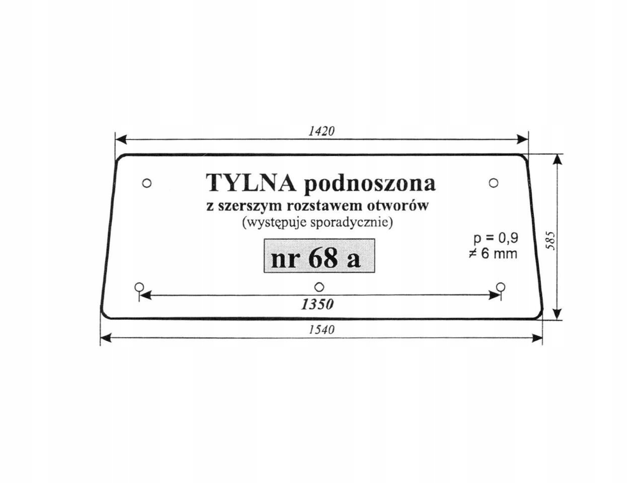 SZYBA TYLNA ZETOR 68A