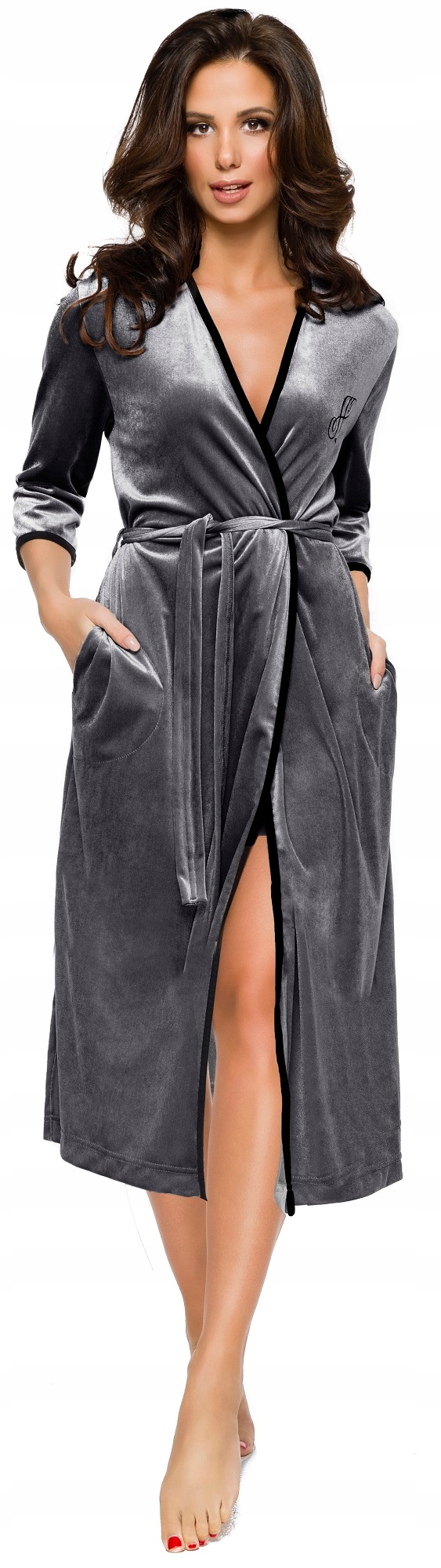 DŁUGI MIĘKKI MIŁY SZLAFROK WELUROWY PODOMKA XL Rozmiar XL