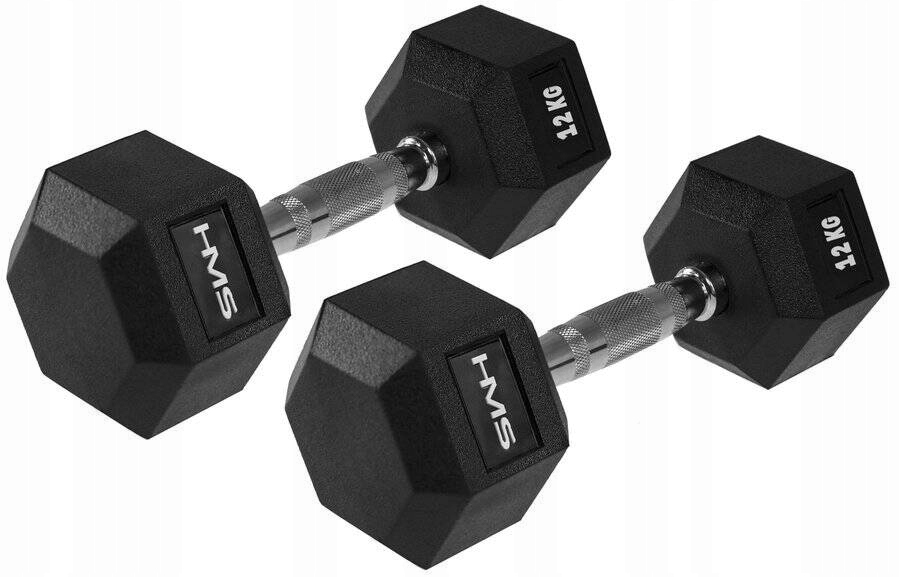 Hex Pro gumové činky pro silový trénink Hms, sada 2x12 kg