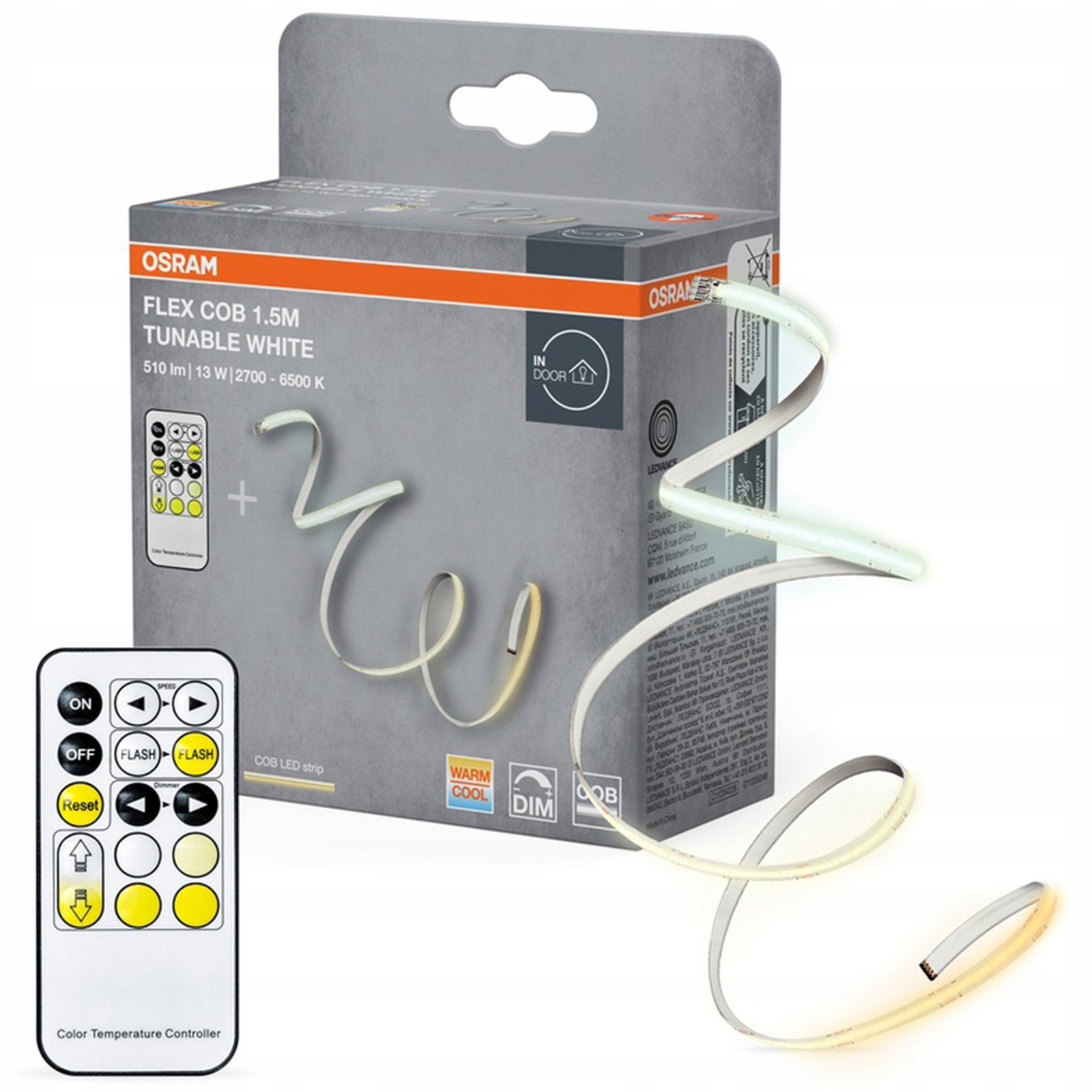 Led pásek 13W 510lm 2700/6500K Cct Žlutý 1.5 m Flex Strips Osram