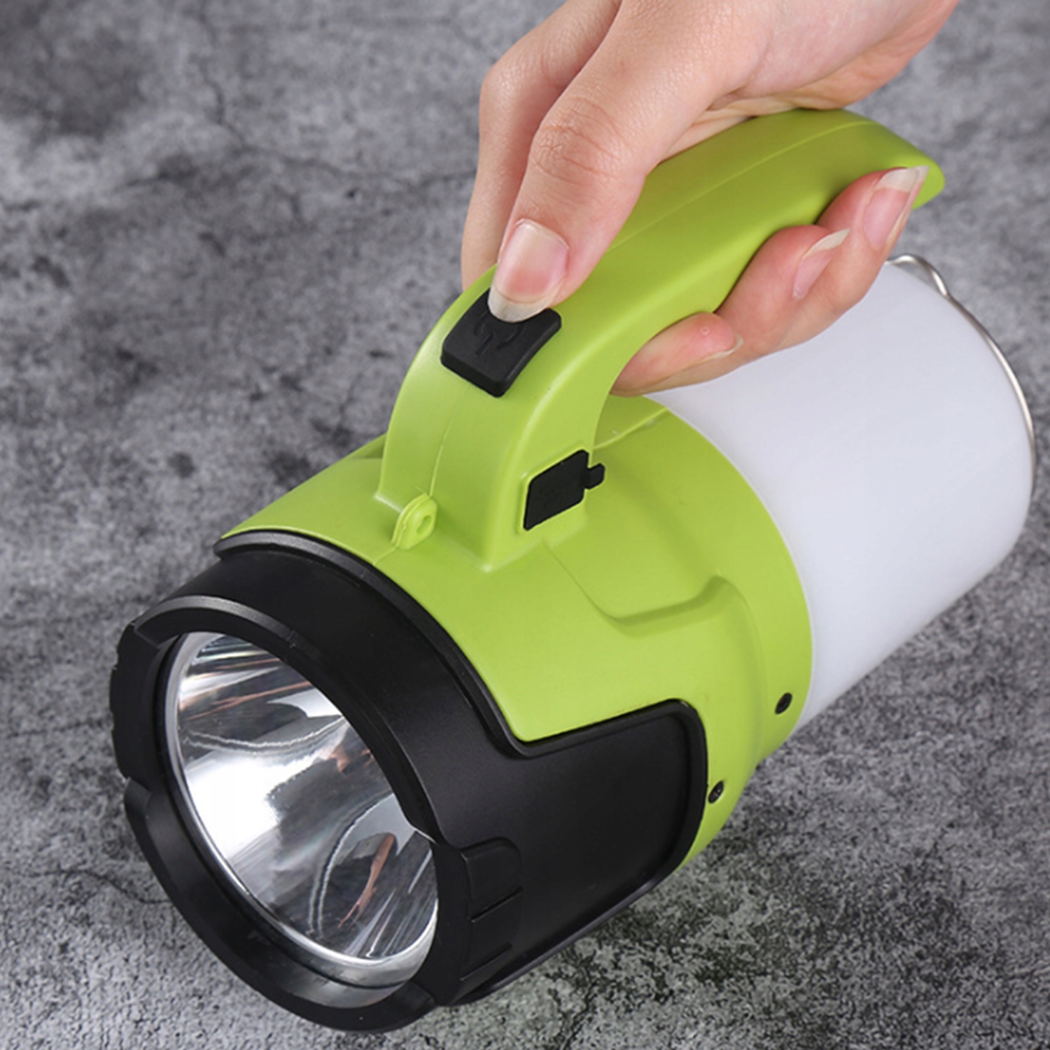 Bardzo Mocna 2w1 Latarka Szperacz Akumulatorowa 3 Tryby Pracy USB 2400mAh Materiał ABS