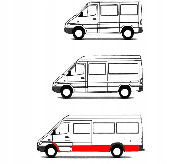 Próg / Progi / Zestaw progów MB Sprinter / VW LT 95 - 06 Maxi Lewa str.