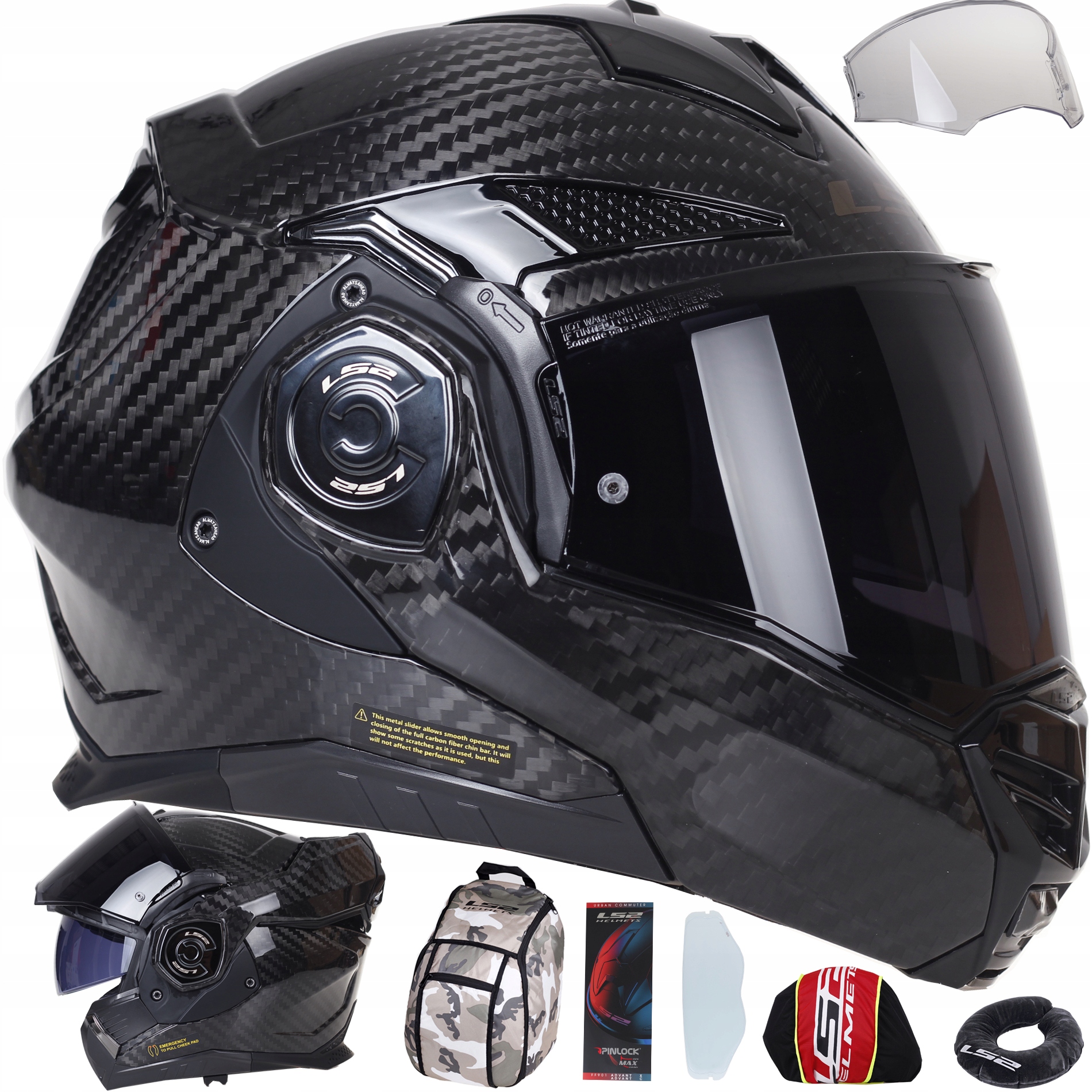 Motocyklová prilba LS2 Čeľusťová Advant X Carbon Solid FF901