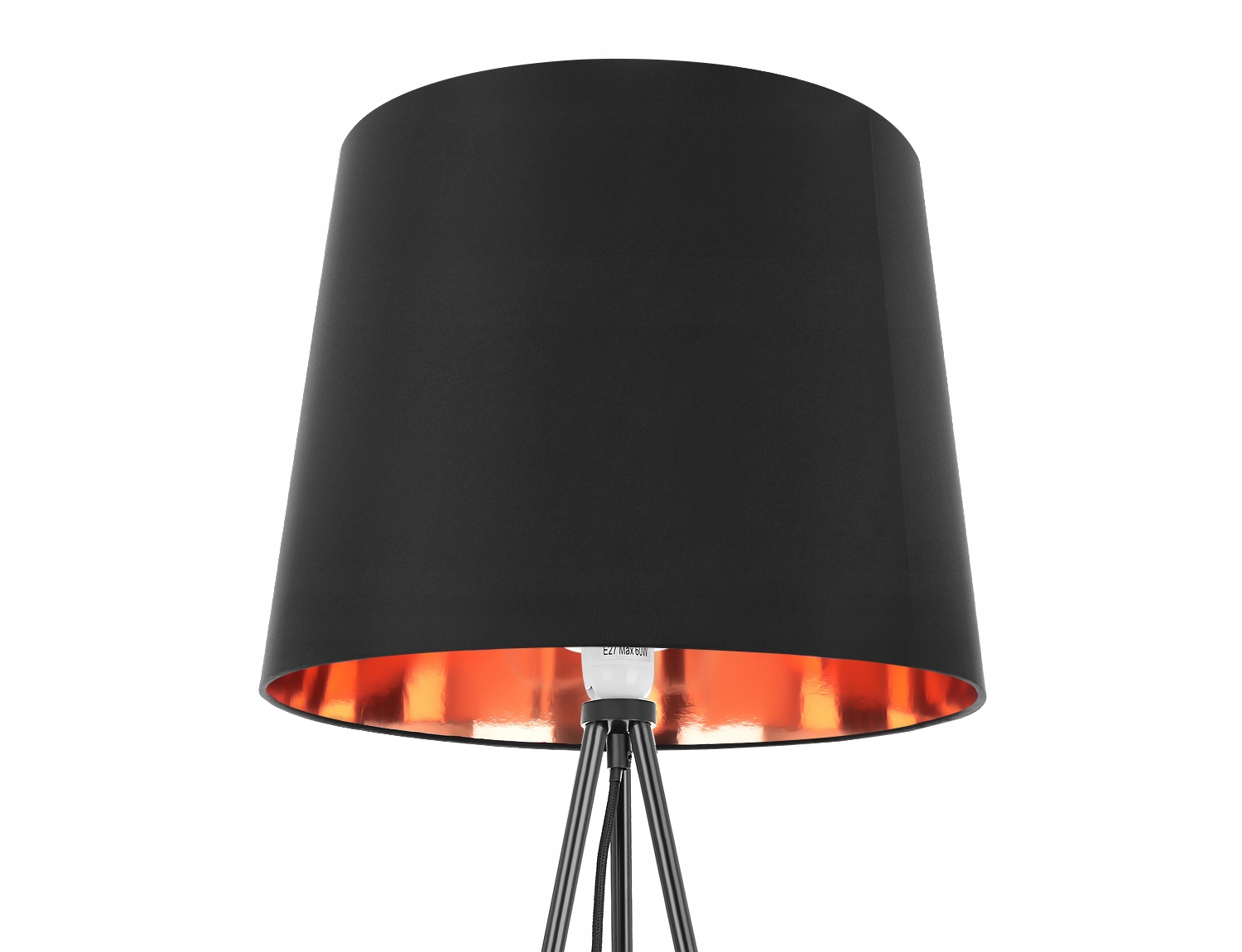 Lampa Podłogowa Stojąca Trójnóg Złoty Abażur E27 Zasilanie sieciowe