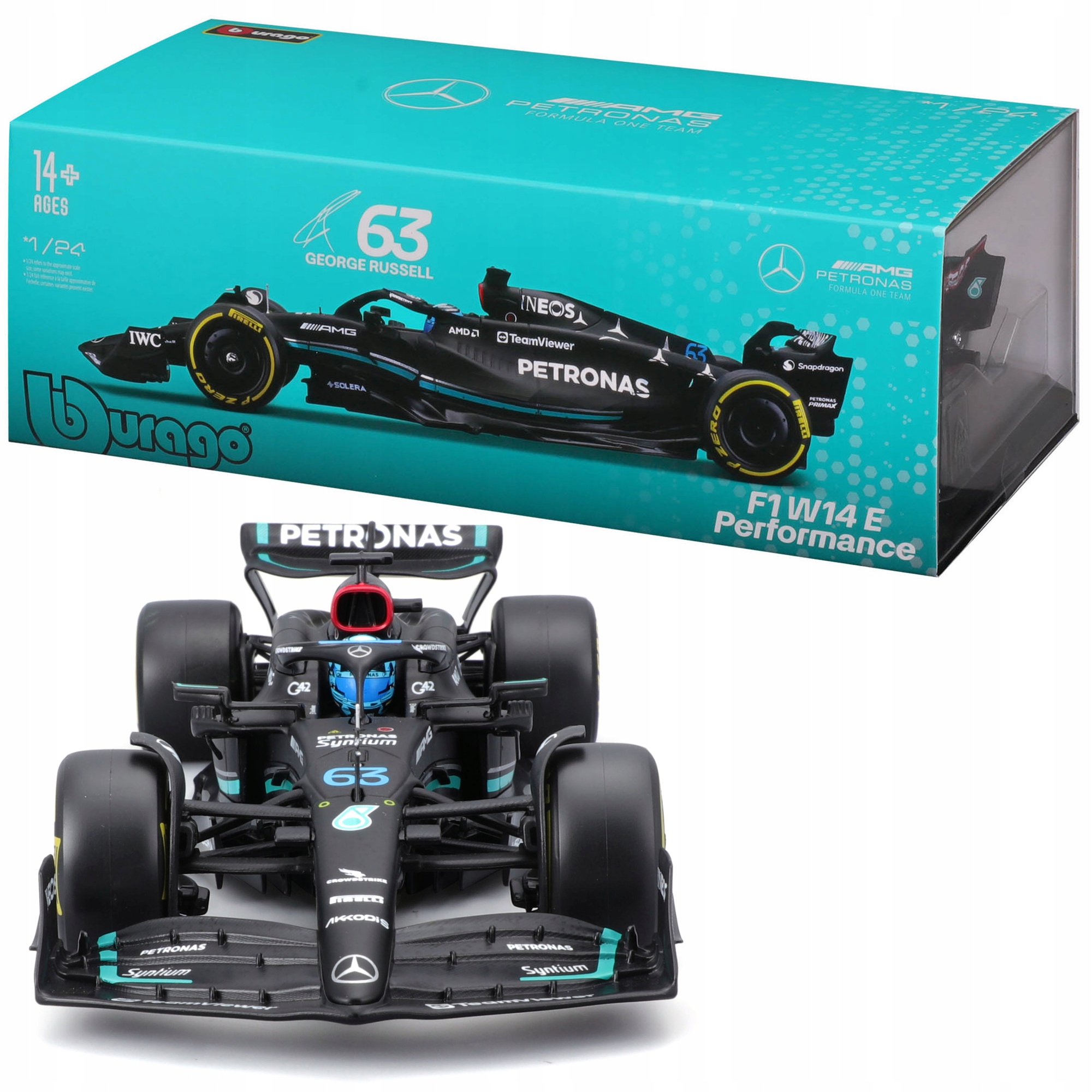 Bburago Formula F1 Mercedes Amg Petronas Team W14 E George Russell 1:24
