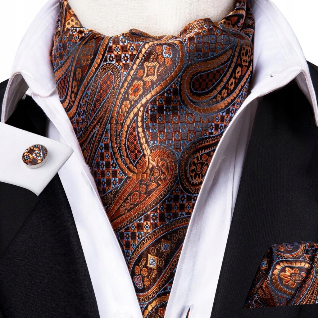 Hedvábný fularový kravat Ascot Žakárový módní set