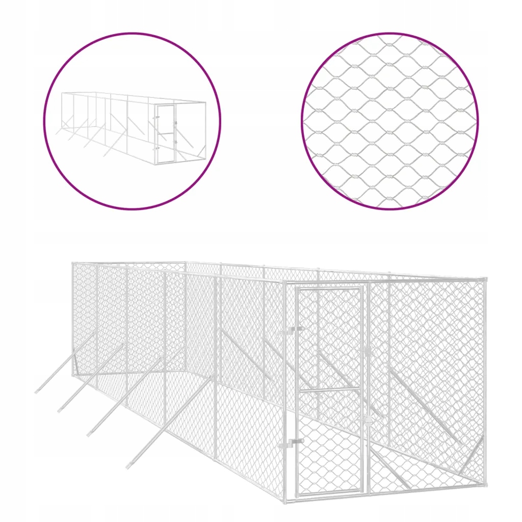 Levně Kotec venkovní pro psa, 2x10x2 m, ocel galvanizovaná
