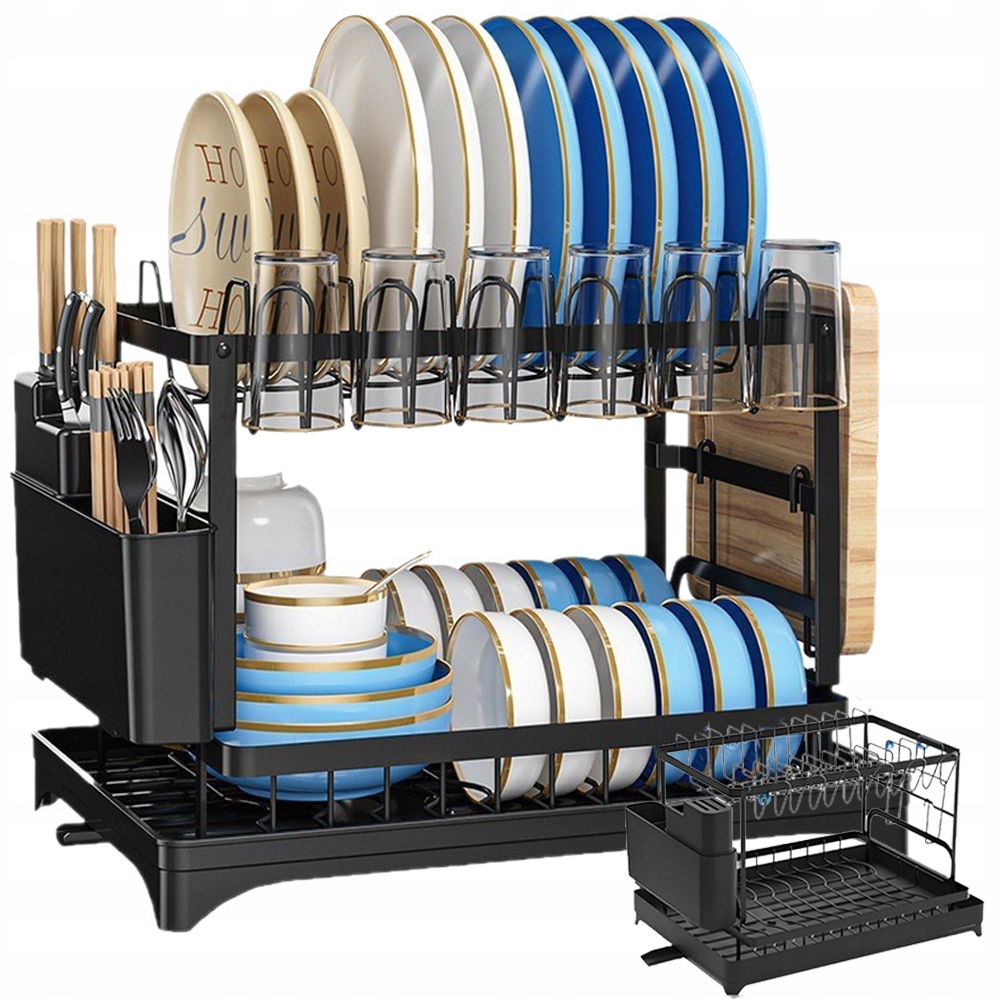 Levně Verk 07348 Patrový odkapávač na nádobí, černý