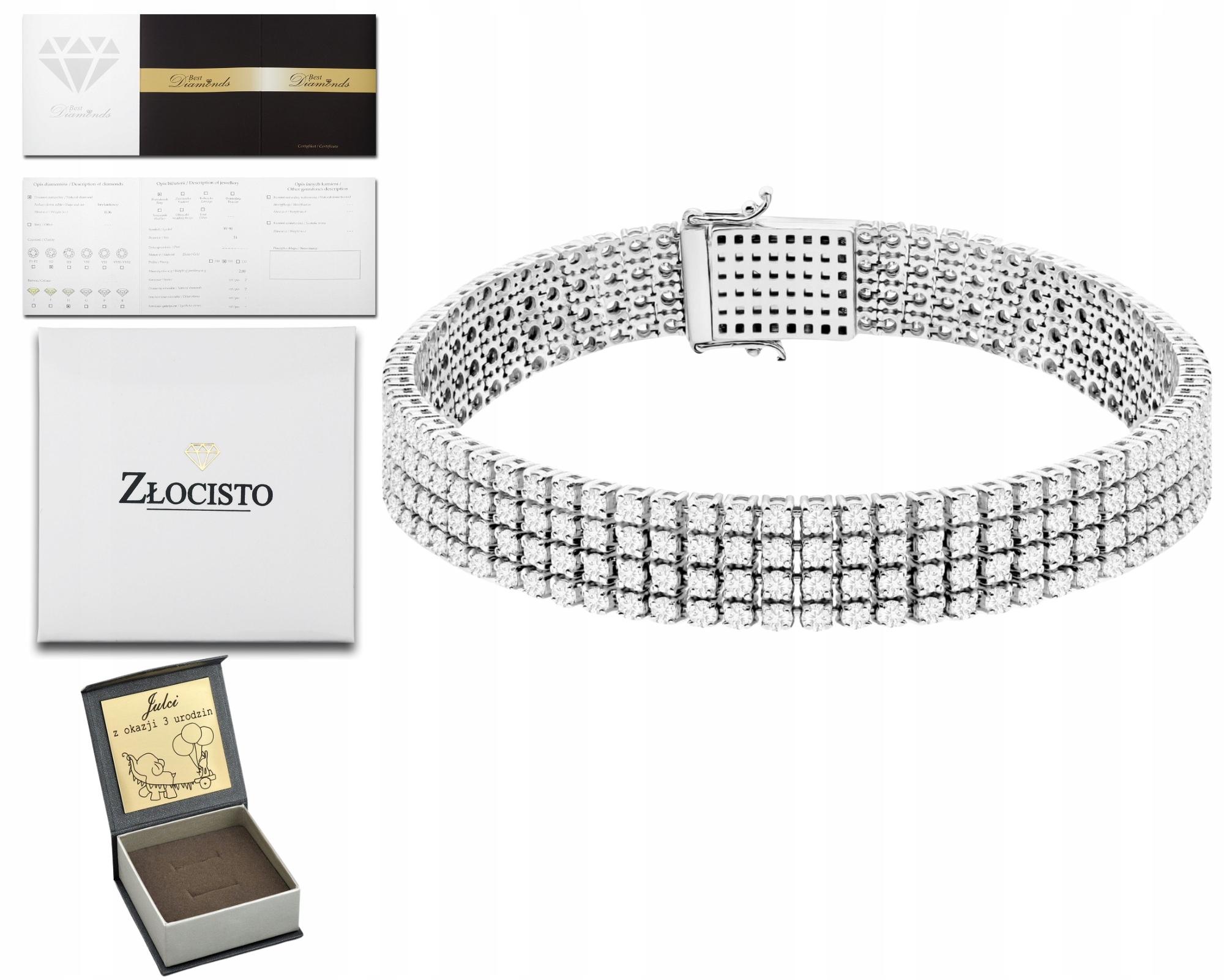Náramek Z Bílého Zlata S Laboratorními Diamanty Ryzost 585 Dárek