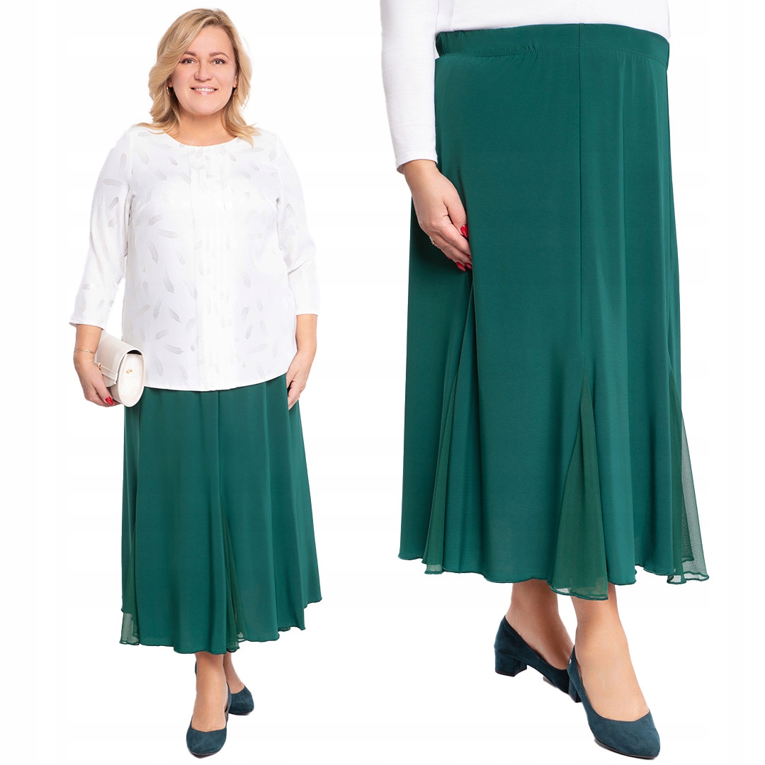 Zelená sukně s šifonem plus size, velikost 60/62