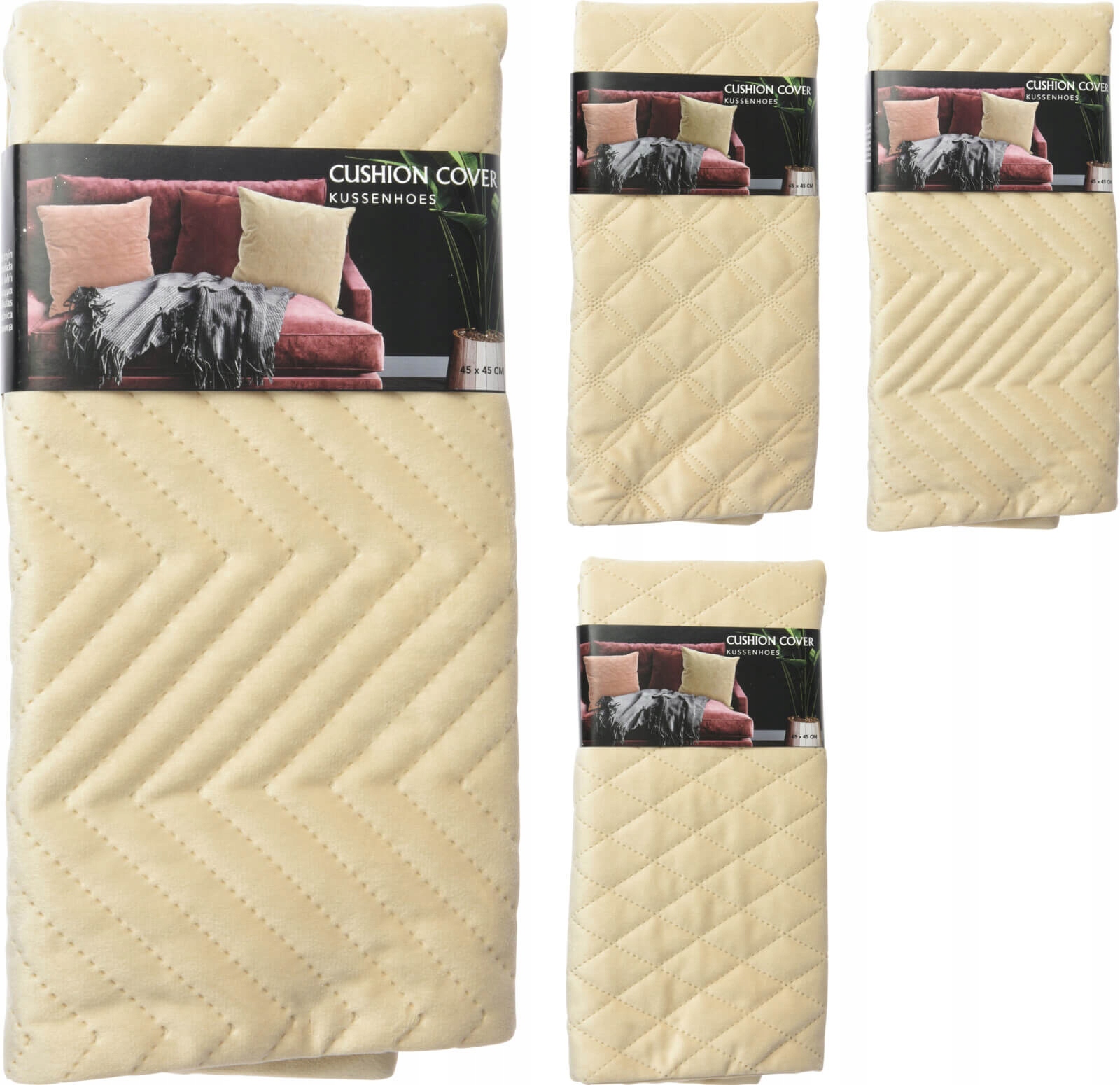 

Poszewka Welurowa na poduszkę 45 x 45 jasny beż