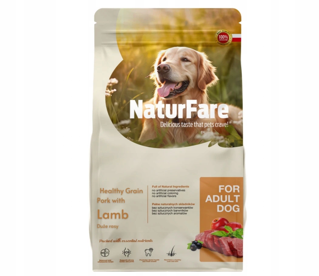 Naturfare Jagnięcina Duże Rasy Karma Sucha Dla Psa 12kg