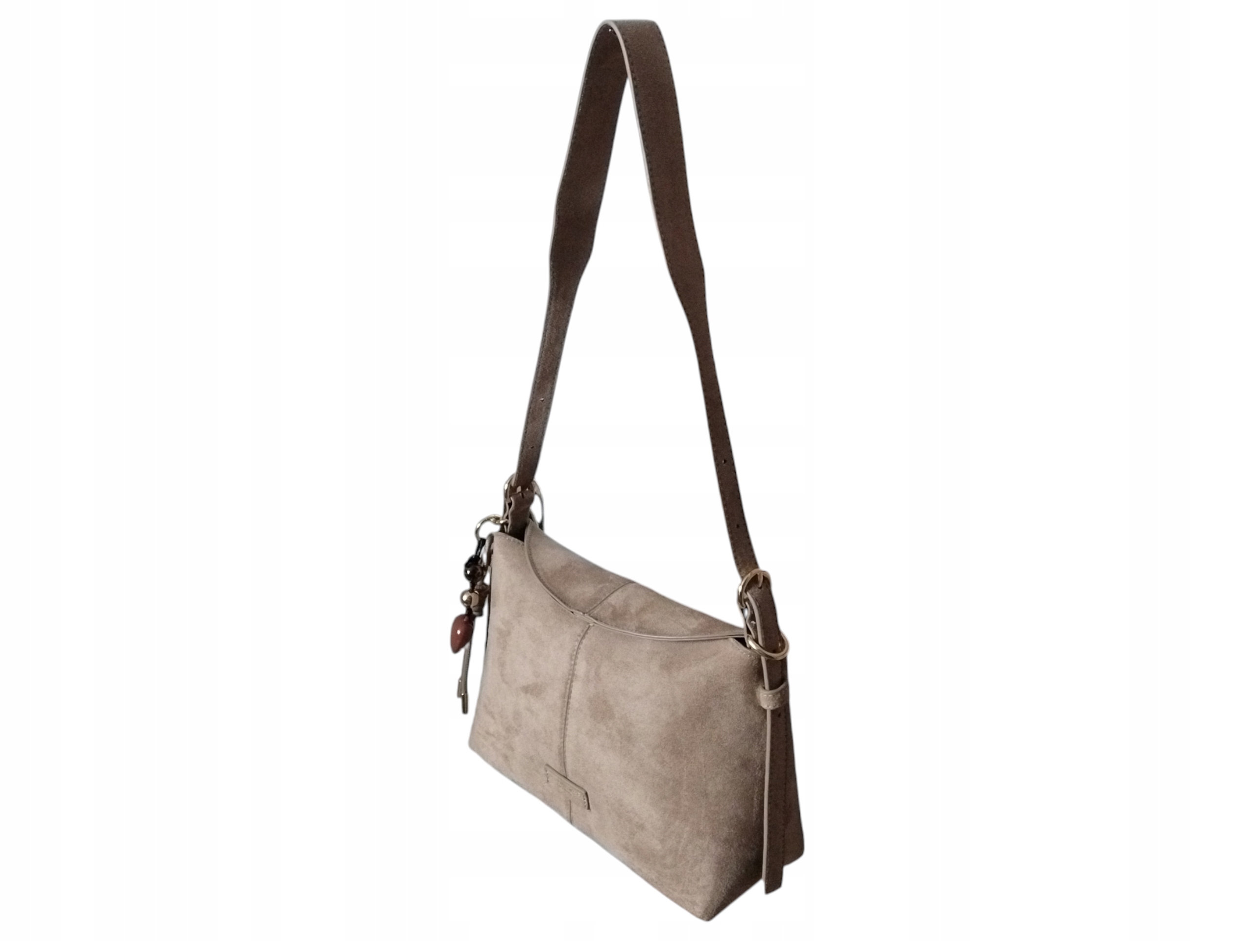 Flora&Co Dámská kabelka Taupe Semišová Kabelka přes rameno Malá Tmavě béžová