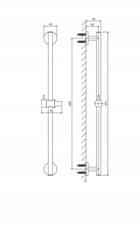 OMNIRES drążęk prysznicowy 66cm miedź szczotkowana EAN (GTIN) 5902539866216