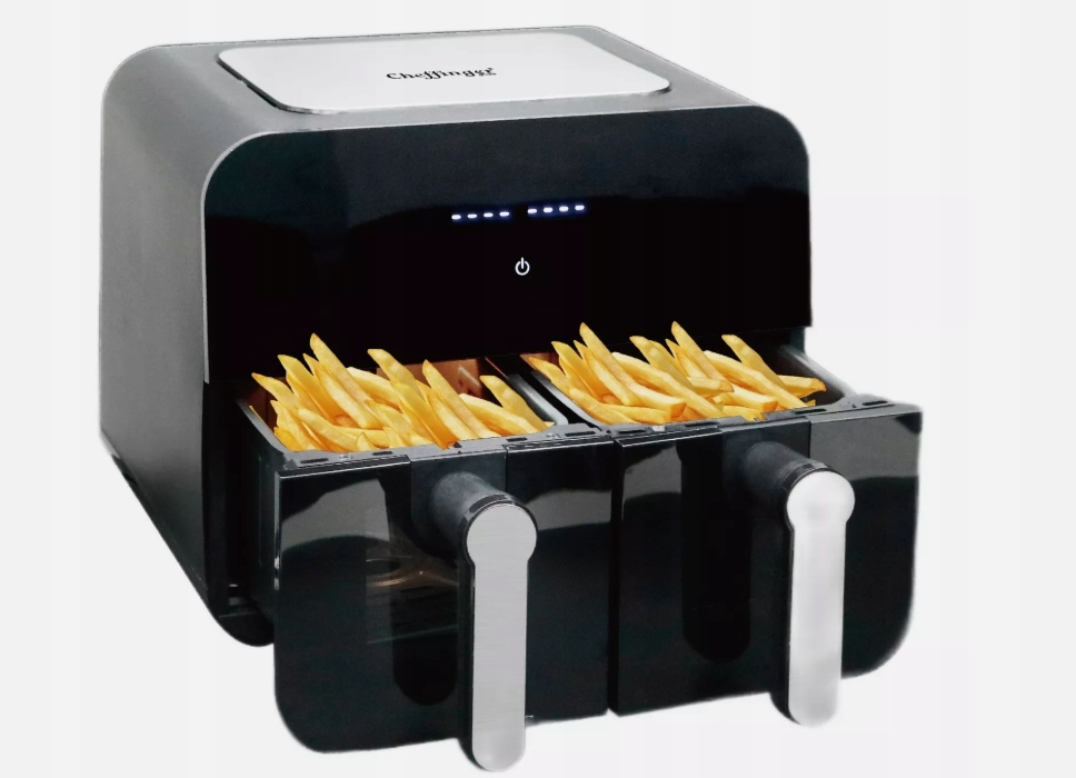 Horkovzdušná fritéza Airfryer Cheffinger dvoukomorová 9 l černá