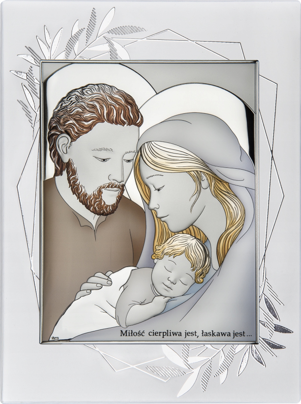 Gravírování Obraz Svatá rodina 15x20 cm Malovaný na dřevě Svatba Výročí