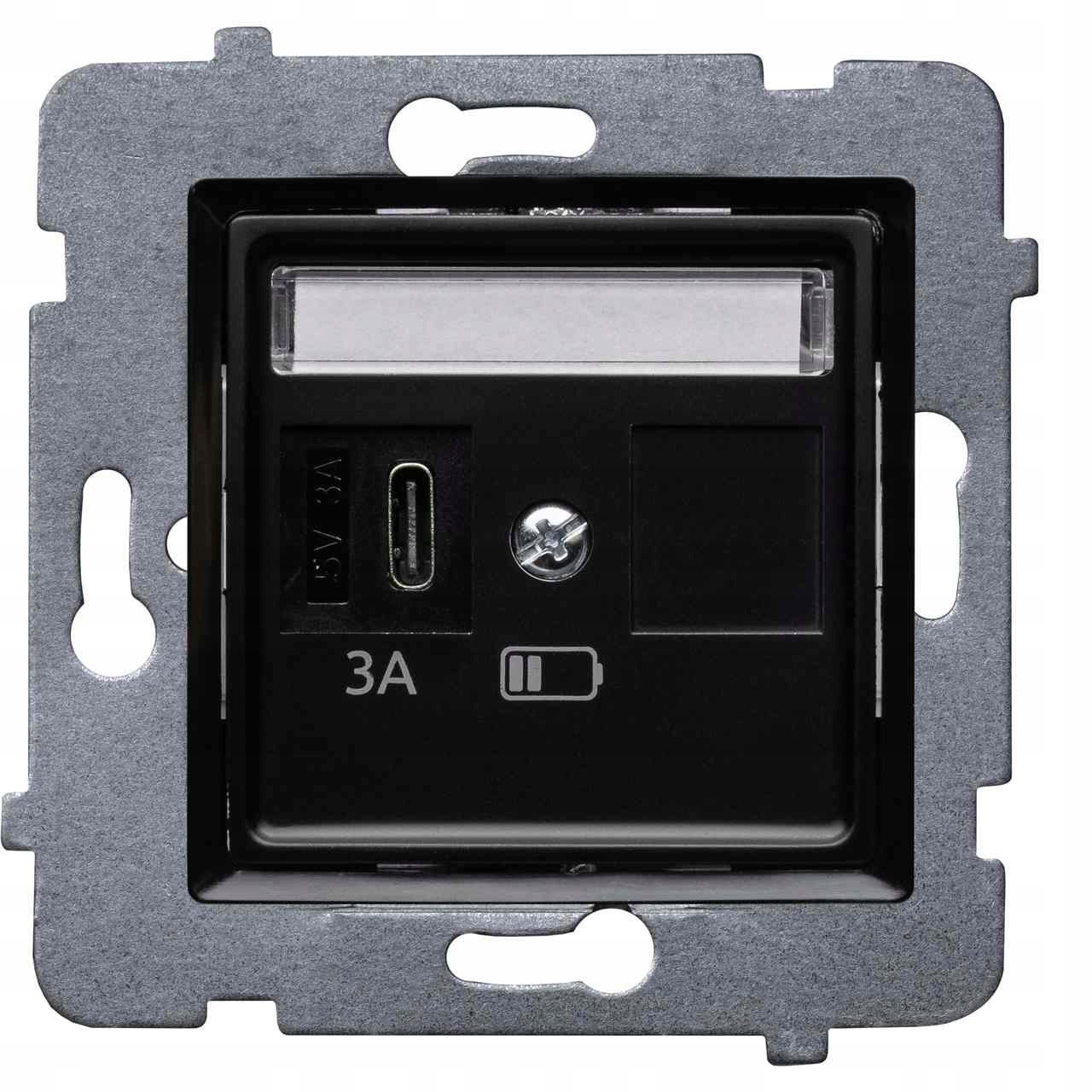 Polmark Rosa Usb nabíječka typu C barva černá mat