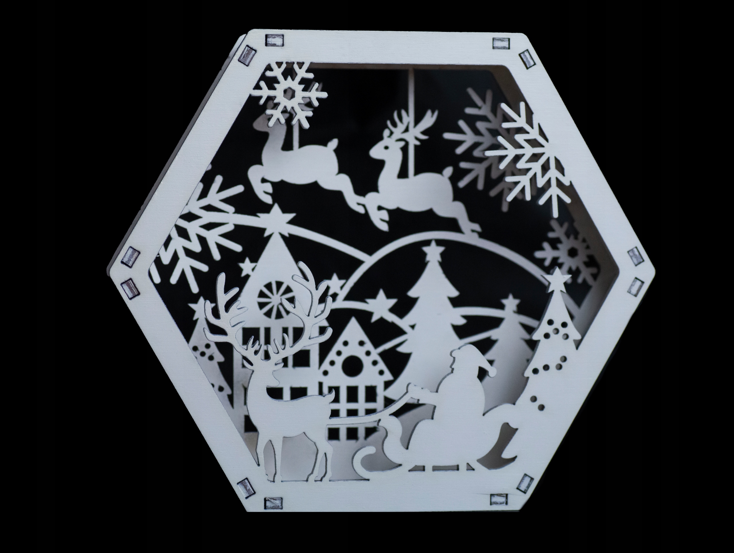 OZDOBA Biała LATARENKA ŚWIECĄCA komoda MIKOŁAJ STÓŁ Świecznik Święta Marka bez marki