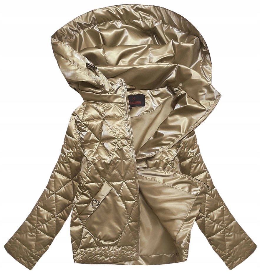 Lesklá Prošívaná Bunda 2021 Zlatá S (36)