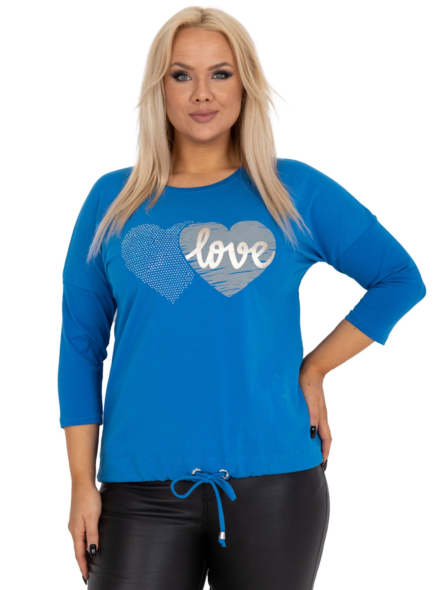 

Bluzka Plus Size z okrągłym dekoltem rękaw 3/4